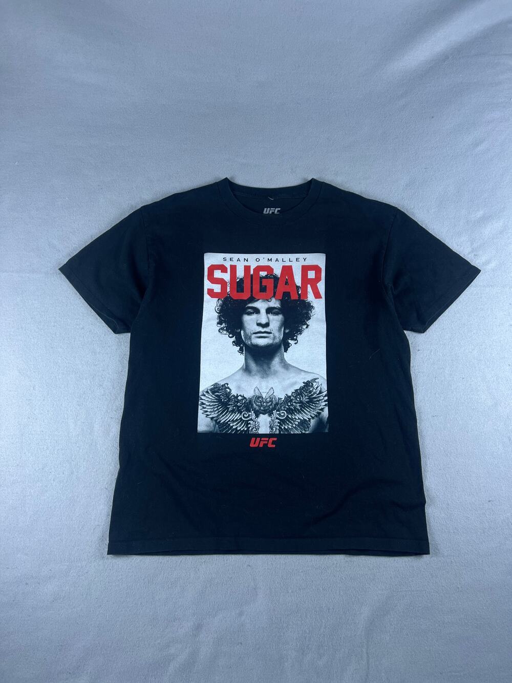 UFC T-Shirt Mens L Black Sean O'Malley Sugar Spellout Graphics MMA Sports Tee